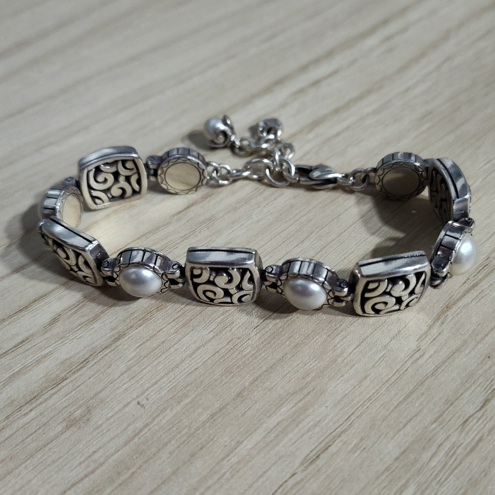 Brighton Pearl Link Silver Coated Bracelet